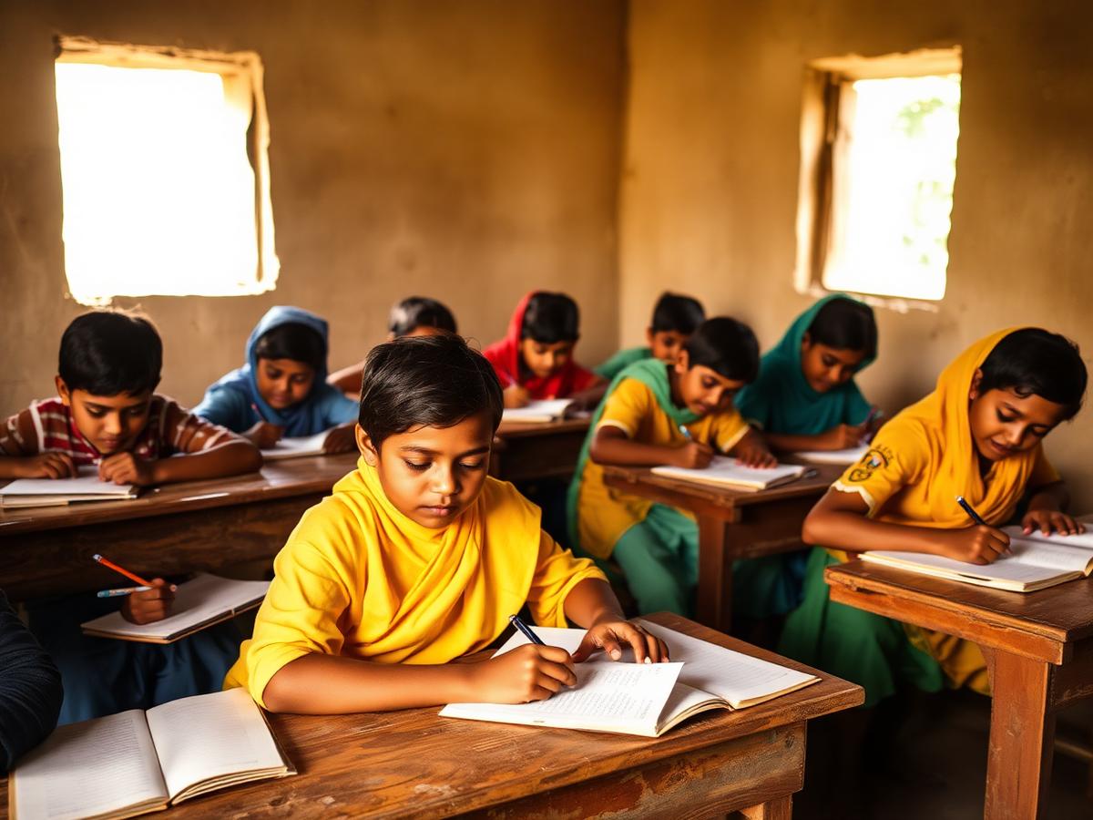 Children studying at Trinetra Foundation community education centre in Bihar